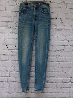 American Eagle Skinny Jeans 00 Short Medium Wash Stretch Denim